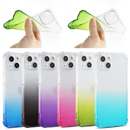 Caso Caso para iPhone 14 Pro m￡ximo 13 mini 12 11 xs xr x 8 7 Plus Se gradiente de cor transparente transparente tpu silicone ￠ prova de choque de borracha tampa de almofada de ar de borracha