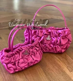 VI Imperatriz Dowager's Brilhled Bag 2022 New Versatile Ins cetim Saco de axila portátil com líquido da moda RED RED