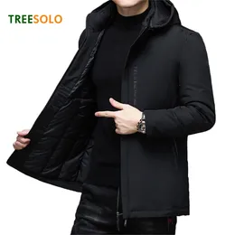 Men's Down Parkas TREESOLO s Winter Warm Thick Plus Size Cotton Detachable Hat Jacket 5XL Outwear Pocket Classic Coat 220907