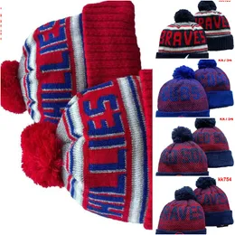 Philadelphia Beanie NY Nordamerikansk basebolllag sida Patch Winter Wool Sport Knit Hat Skull Caps A1