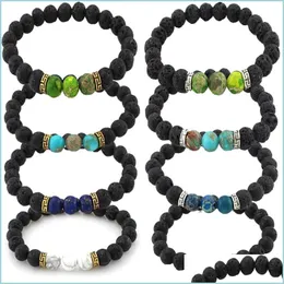 Bracciali con ciondoli Bracciali con diffusore di oli essenziali da donna Pietra vulcanica Yoga Perline Bracciale Moda Bracciali con roccia lavica naturale Dhseller2010 Dhnxd