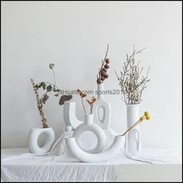 Вазы Nordic ins ceramic Vase home ofments White Vegreatary Creative Pot Vase Decoration