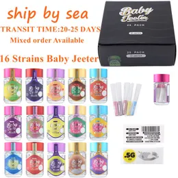 Ship By Sea Baby Jeeter Infused Glass Jar E Cigarette Accessories Container Paper Bag High Potency With Liquid Diamond Cone Paper Label Display Box 16 Strains