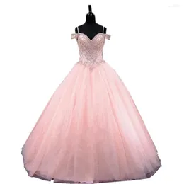 Casual Dresses Pink Luxury Ball Gown Quinceanera Formal Plus Size Sexy Party Dress Crystal Beaded Vestidos De Debutante Gowns Ballkleid