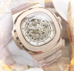 Premium Beliebte automatische mechanische quadratische Uhren 40 mm Saphirglas Herren 904L Edelstahl Multifunktions-Armbanduhr mit hohlem Zifferblatt Orologi Da Uomo Di Lusso