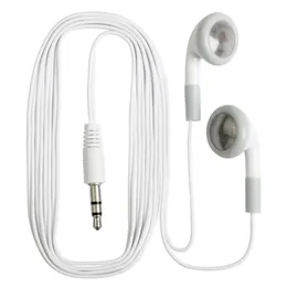 Tek kullanımlık beyaz kablolu kulaklıklar 3.5 mm Kulak stereo kulaklıklar cep telefonu için mikrofonsuz kulaklık mp3 mp4 PC