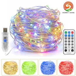 cnsunway 10m 100 LED FAIRY LIGHTS USB STRING LIGHTS 11モードホタル光光調光タイミングメモリ機能アウトドアパーティークリスマスホームデコレーションRGBウォームホワイト