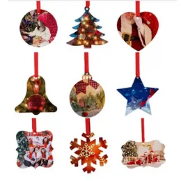 DHL Christmas Decorations Sublimation Blank DIY Christmas Pendant Snowflake Bells Heat Transfer Party Supplies 902