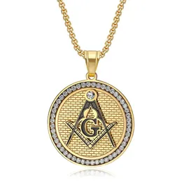 Freemason Business Signet سلسلة الماسونية المعلقات Round Coin Ag Emblem عالية الجودة جودة ماسون ماسون سحر المجوهرات الرجال الفولاذ المقاوم للصدأ