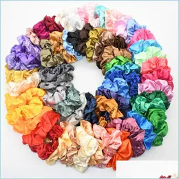 Pony Tails Holder Women Lady Girls Silk Silk Scrunchie Holder Scrunche Elastic Handmade Band Tie Trey Ponytail Headwear Acessori Dhyto