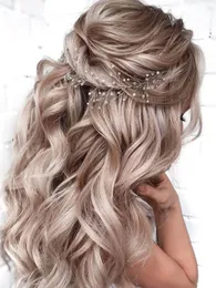 Opaski na głowę Wedding Pearl Hair Vine Sier Rhinestone Piece Akcesoria dla kobiet i dziewcząt 50 cm Drop dostawa 2022 BDESYBAG AM0OW