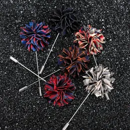 New Lapel 17 Colors Flower Fabric Handmade Brooch Pins Boutonniere Stick 남자 멋진 아름다운 정장 웨딩 액세서리