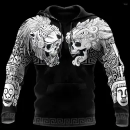 Herrtröjor mexico aztec skalle tatuering 3dprints mexikansk kultur casual hoodie vår unisex dragkedja pullover män/kvinnor tröja