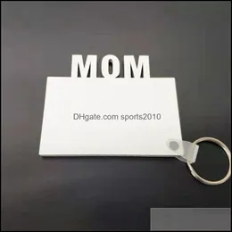 Party Favor Mom Dad Fam Sublimation Blank Keychain Party Favor Mdf Wooden Key Chain Pendant Double-Sided Thermal Transfer Ring 1307 T Dh3Yg