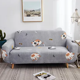 Sandalye, modern dekoratif her şeyi dahil kedi baskı koltukları slipcovers sevimli hayvan kanepe kapağı elastik kesit kapağı1 2 3 4 Seater 220906