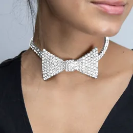 Sparkly Rhinestone Bowknot Choker Necklace Cute Bowknot Necklaces Wedding Bridal Jewelry