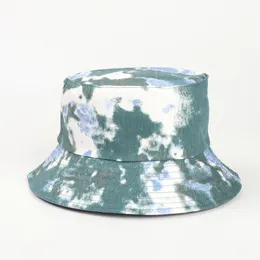 새로운 야외 넥타이 염색 어부 모자 성격 여성의 양면 모자 유럽 남자 UV 보호 파나마 비치 카니발 거리 조수 놀이 선 모자