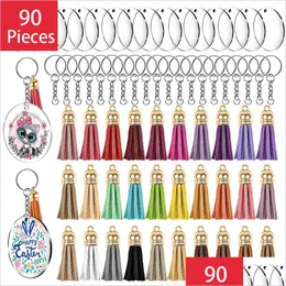 Portachiavi 90Pcs Acrilico Trasparente Cerchio Dischi Portachiavi Vuoto Colorf Nappa Portachiavi Con Anelli Di Salto A Catena Per Fai Da Te Proje Bdejewelry Dhbrf