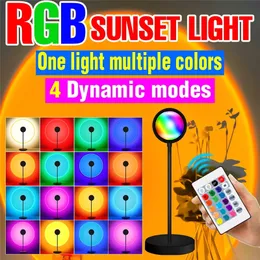 RGB Projectors Sunset Light Dimmable Atmosphere Lamp Neon Nightlights Rainbow Floor Lamp For Birthday Decoration