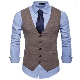 Men's Vests Fashion Customize Suit Vest Men Formal Dress Colete Masculino Herringbone Gilet Fitness Sleeveless Jacket Wedding Waistcoat