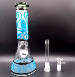 10 inch Glass Water Bong Hookahs with Colorful Luminous Pattern Thick Smoking Pipes Female 18mm Joint