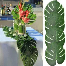 Faux Floral Greenery Summer Tropical Artificial Palm Leaves For Wedding Hawaiian Luau Jungle Birthday Party Home Decoration Fake Plant Turtle Leaf J220906