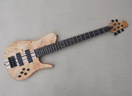 5 strun elektryczna gitara basowa z fornirą klonu Burl Maple Rosewood Fretboard 24 progów