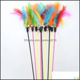 Cat Toys Plastic Feather Cat Teaser Stick Colour Small Bell Cats Pole Toys Scratch Resistance 55Cm Interesting 0 9Fz Q2 Drop Delivery Dhskc