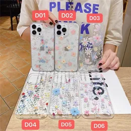 iPhone 14 14Pro 13 12 11 예방 쉘에 대한 투명한 떨어지는 접착제 꽃 전화 케이스