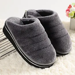 Winter Handmade Cotton Slippers Women's Large Size 34-44 Thick Sole High Heel Indoor Comfortable Non-Slip Plush Warm Shoes At Home