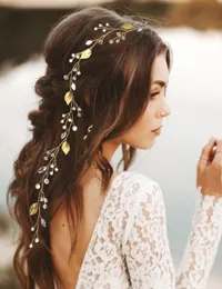 Bandas de cabe￧a Princesa dourada Princesa de casamento Acess￳rios para cabelos de mi￧angas de cristal para noivas e dama de honra P￩rola longa P￩rola vinha wo mjfashion amg2m