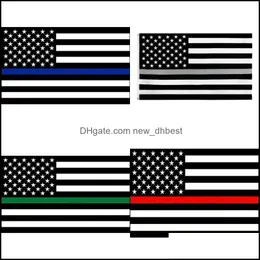 Banner Flagi US cienki niebieska linia czerwona flagi 3x5 stóp 6 Style Flaga poliestrowa Flag Police Fire szacunek i honorowe 60pcs 776 K2 Drop dhyew