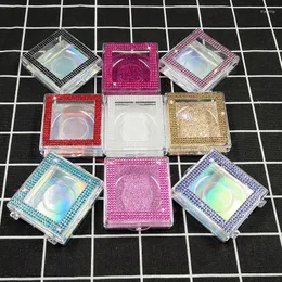 False Eyelashes Square Diamond Eyelash Packaging Box 가짜 10mm-25mm 3D 밍크 박스 케이스 속눈썹 빈 벌크