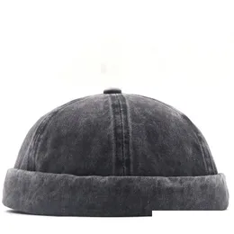 Beanie/Skull Caps Skl Cap Beanie per uomo Inverno Retro Casual Cappello Berretti Uomo Senza tesa Baggy Melone Cappelli Moda uomo Hip Hop Street Ca Dhbpr