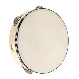 Favors Drum 6 inches Tambourine Bell Hand Held Tambourine Birch Metal Jingles Kids School Musical Toy KTV Party Percussion Toy DHL Free C0907
