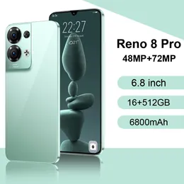 Tienkim Reno8 Pro Telefon komórkowy odblokowany globalna wersja 6,8 cala 16 GB 512 GB Duża pamięć podwójna karta 10 rdzeni