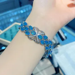 Link Bracelets Foydjew Luxury Designer High-end Jewelry High Carbon Zircon Simulation Swiss Blue Topaz Stone Chain For Women