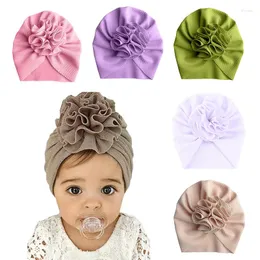 Acessórios para o cabelo Capéu de flor fofo Capéu de bebê Cabeça infantil de turbante envolve o boné de gorro nascidos no capô por 0 a 18 meses