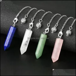 Pendant Necklaces Natural Stone Hexagonal Column Pendum Pendant For Dowsing Wicca Pointed Crystal Pillar Simple Pendums Dhseller2010 Dhboi