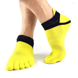 Sports Socks 1Pair Men Cotton Cinco dedos correndo calcetinos respiráveis ​​e ingressos no tornozelo de meia