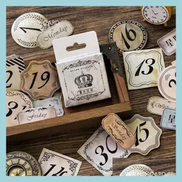 Envoltura de regalo Envoltura de regalo Pcs / Box Vintage Date Paper Lable Stickers Manualidades y Scrapbooking Decorativo Lifelog Sticker Cute Stationerygift Dhnma