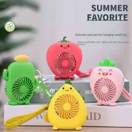 المعجبين Electric Cartoon Mini Fan USB شحن المعجبين الصغير المحمول 2022 جديدًا جديدًا فاكهة باليد المحمولة الجيب المصغر على سطح المكتب مروحة الجيب T220907