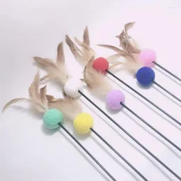 Katze Spielzeug 1Pcs Teaser Zauberstab Gefälschte Feder Kätzchen Stick Interaktives Spielzeug Plüsch Haustier Training Für Katzen Liefert