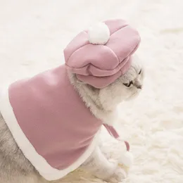 Cat Costumes Cats Beret Berretto e mantello Costume da principessa di lana di alta qualità Vestiti autunnali e invernali Cat Pet Hat Abbigliamento Set Accessori per gatti 220908