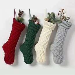 Personlig stickad julstrumpa presentpåsar stickade dekorationer Xmas socking stora dekorativa strumpor grossist