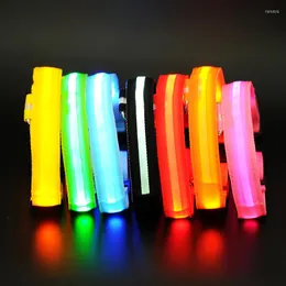 Hundhalsar 7 f￤rger LED-lampor natts￤kerhet Anti-Lost Flashing Nylon Pet Necklace Glow i m￶rk krage f￶r sm￥ hundar