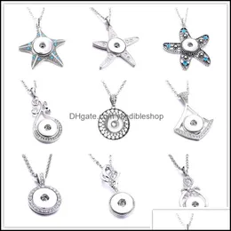 Pendant Necklaces Mix Sier Snap Button Charms Jewelry Rhinestone Round Star Shape Pendant Fit 18Mm Snaps Buttons Necklac Dhseller2010 Dhyxc