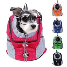 Capas de assento de carro de cachorro Double ombro portátil Mochila de viagem ao ar livre Mesh frontal de porta -petriora