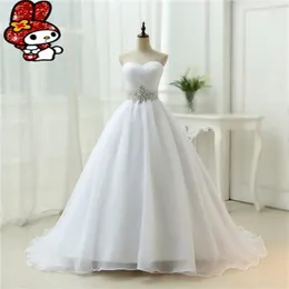 Vestidos casuais vestido branco de design uma linha manto de cinto perfeita Mariage sem alça de crava de noiva longa