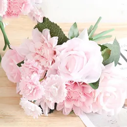 Dekoratif çiçekler yapay güller 31cm ev dekor düğün sevgilisi buket ipek gül lüks sahte çiçek aranjman